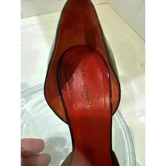 ST. JOHN COUTURE d'Orsay Brown Patent Leather Tweed Pumps/Heels 9 Made in Italy - Picture 15 of 16